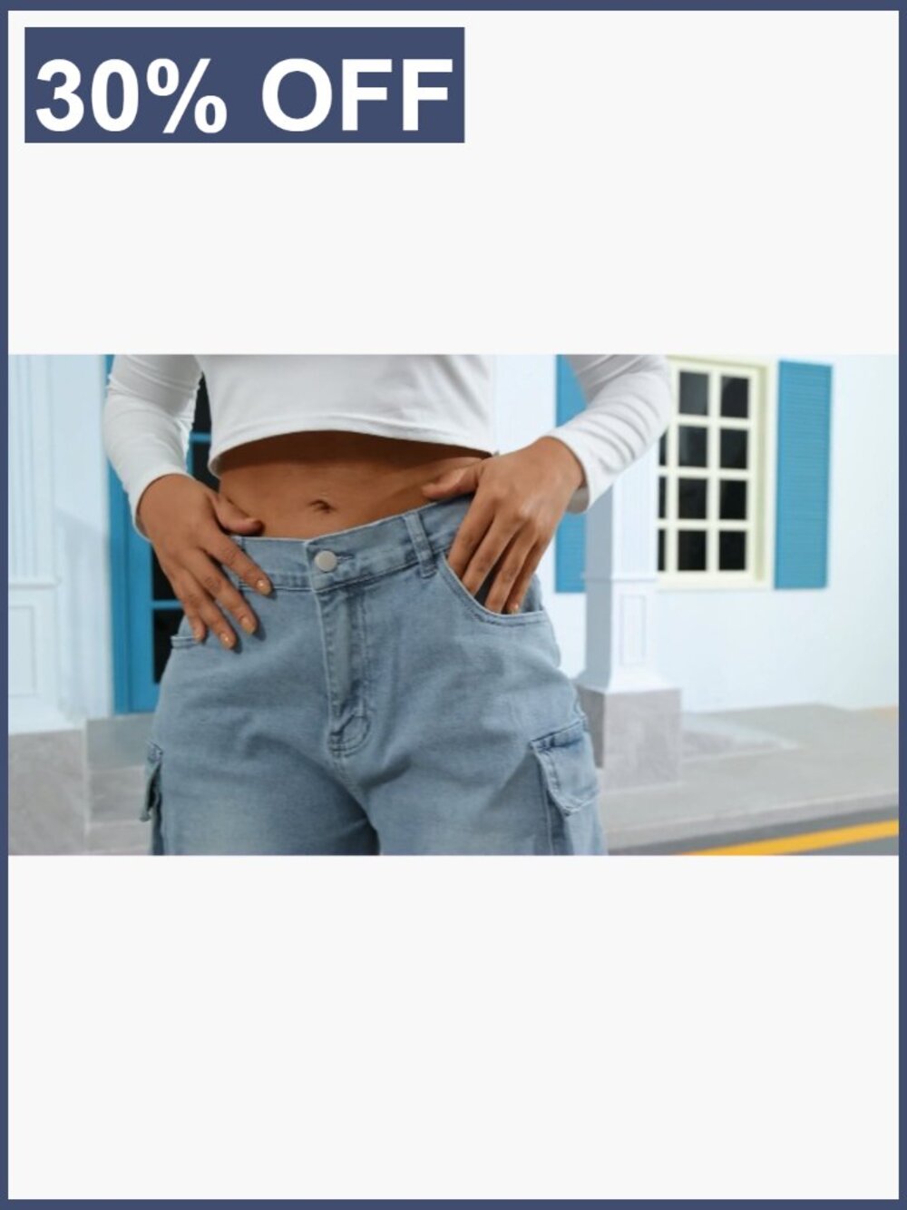 Y2K Baggy Cargo Jeans High Waist Wide Leg Streetwear Pants with Pockets - Picture 7 of 7